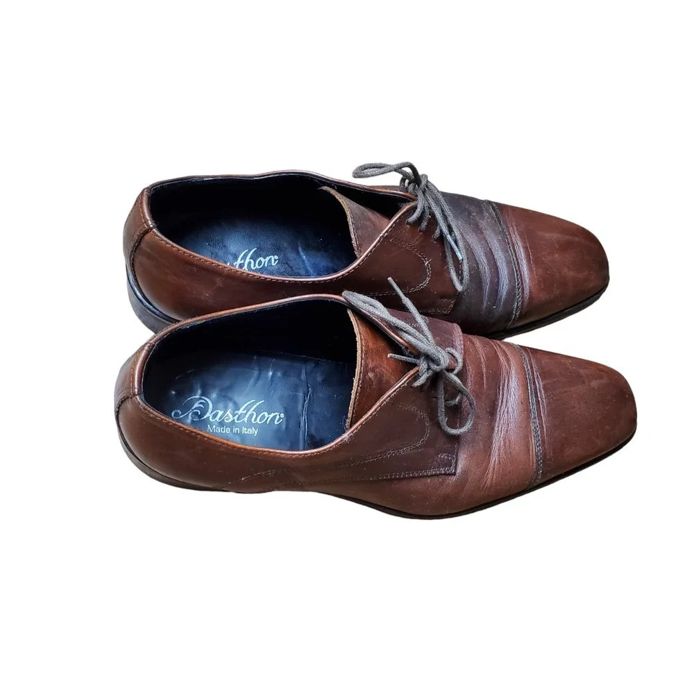 Dasthon‎ Mens Brown Leather Square Toe Oxford Dress Shoes Size US 10 EU 43